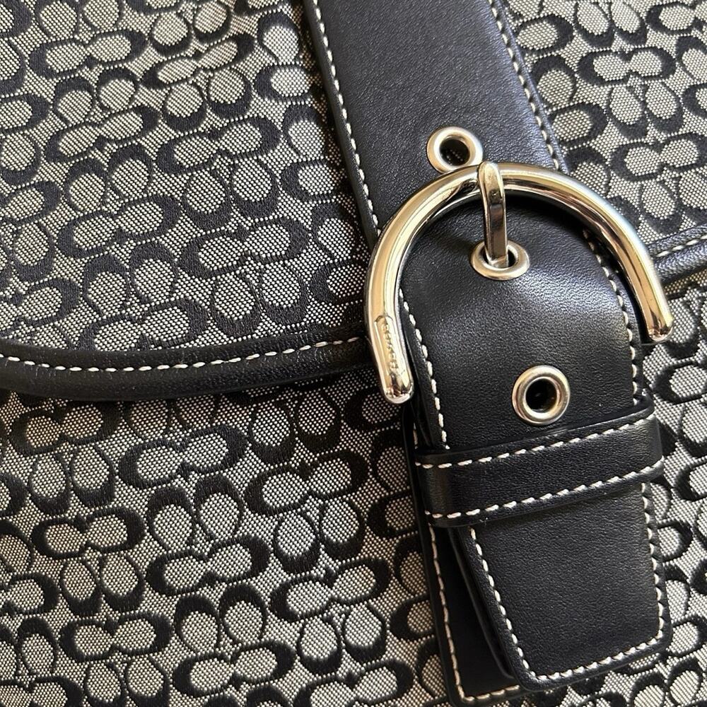 Y2K VTG Coach Black Signature Soho Jacquard Flap Purse Shoulder Bag F3K-6376 - Picture 4 of 12